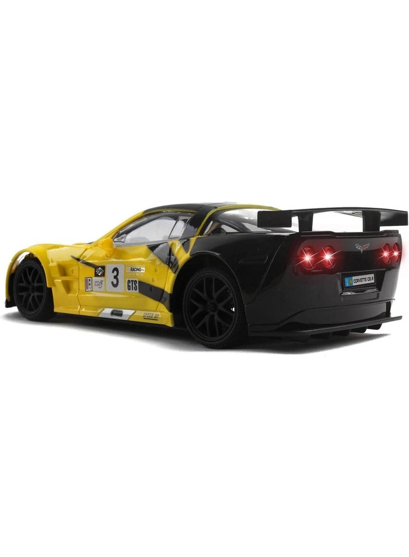 The Toys Home Licensed Corvette C6.R RC Car – 1:24  Racing Supercar, 4‑Function Remote Control with Working Head/Tail Lights – Requires 3×AA + 2×AA (Not Included) – Window Gift Box (Yellow/Red/White) - Image 4