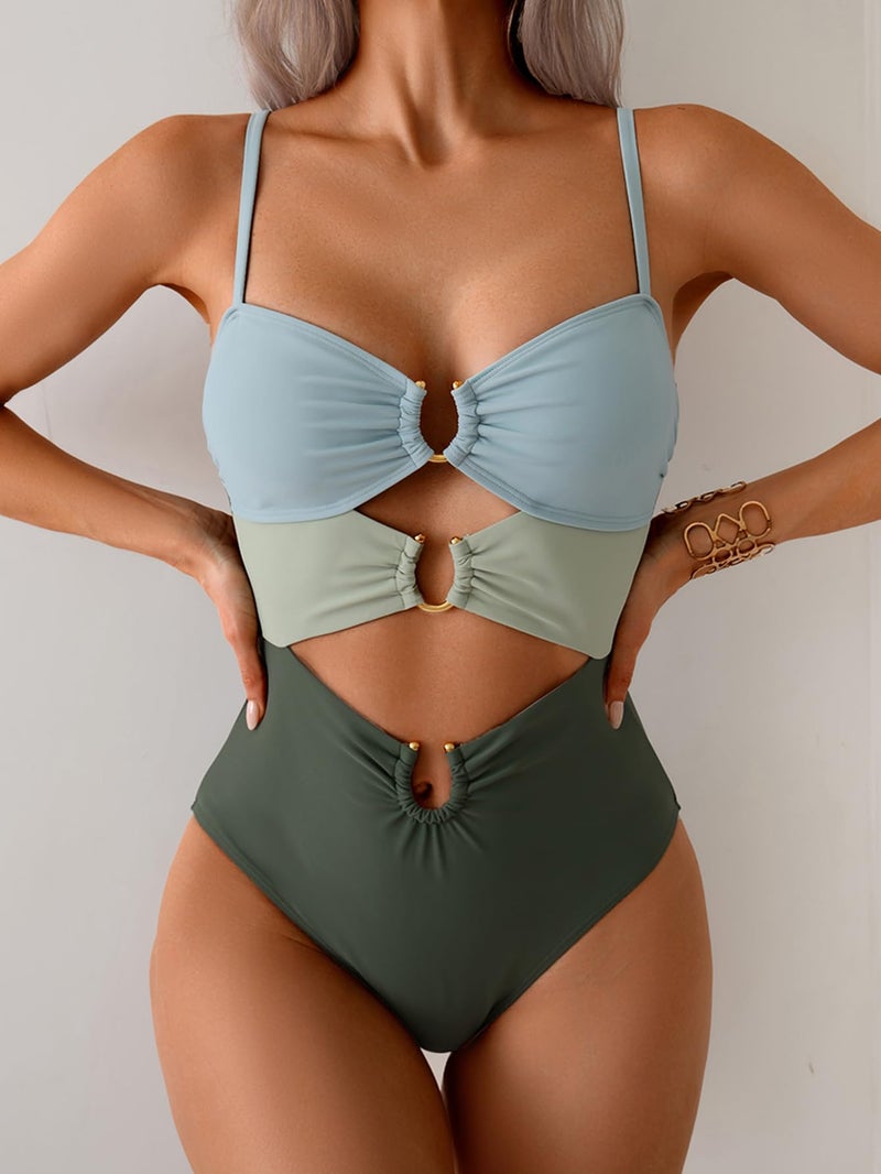 Eomenie Womens Cutout One Piece Swimsuit with Ring Linked Sexy Monokini Bathing Suit for Beach Vacation - Image 4
