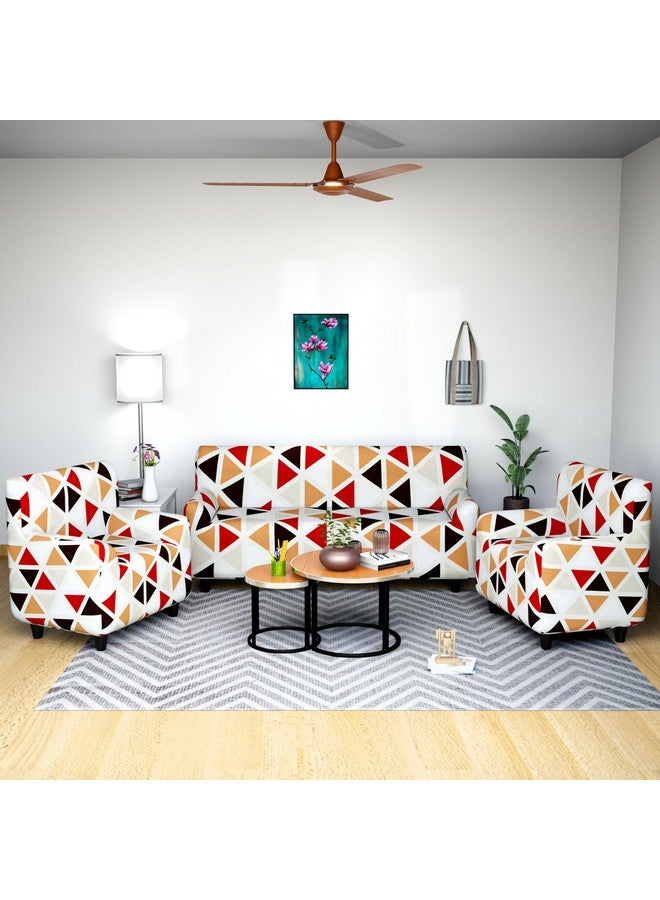 B BESTILO Sofa Cover 3 Seater and 2 Seater Fully Covered Universal 5 Seater Sofa Cover Non-Slip Sticky Elastic Stretchable Sofa Set Slipcover (Color Triangle,Five Seater (3+1+1)) - Image 3