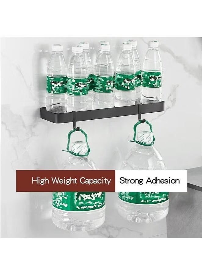 Beauenty Bathroom Shelves Wall Mounted Glass Shelves for Bathroom Floating Shelf with Towel Holder Glass Shower Shelf 2 Tier Bathroom Wall Organizer Black - Image 5