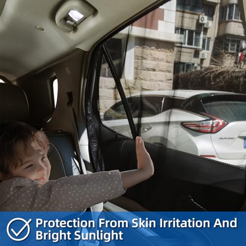 Aokway Car Window Shades, 4Pcs Magnetic Mesh Window Covers for Camping, UV Protection Car Curtains for Front & Rear Side Window Sun Shade, Universal Fit for Baby & Drivers (Black) - Image 3