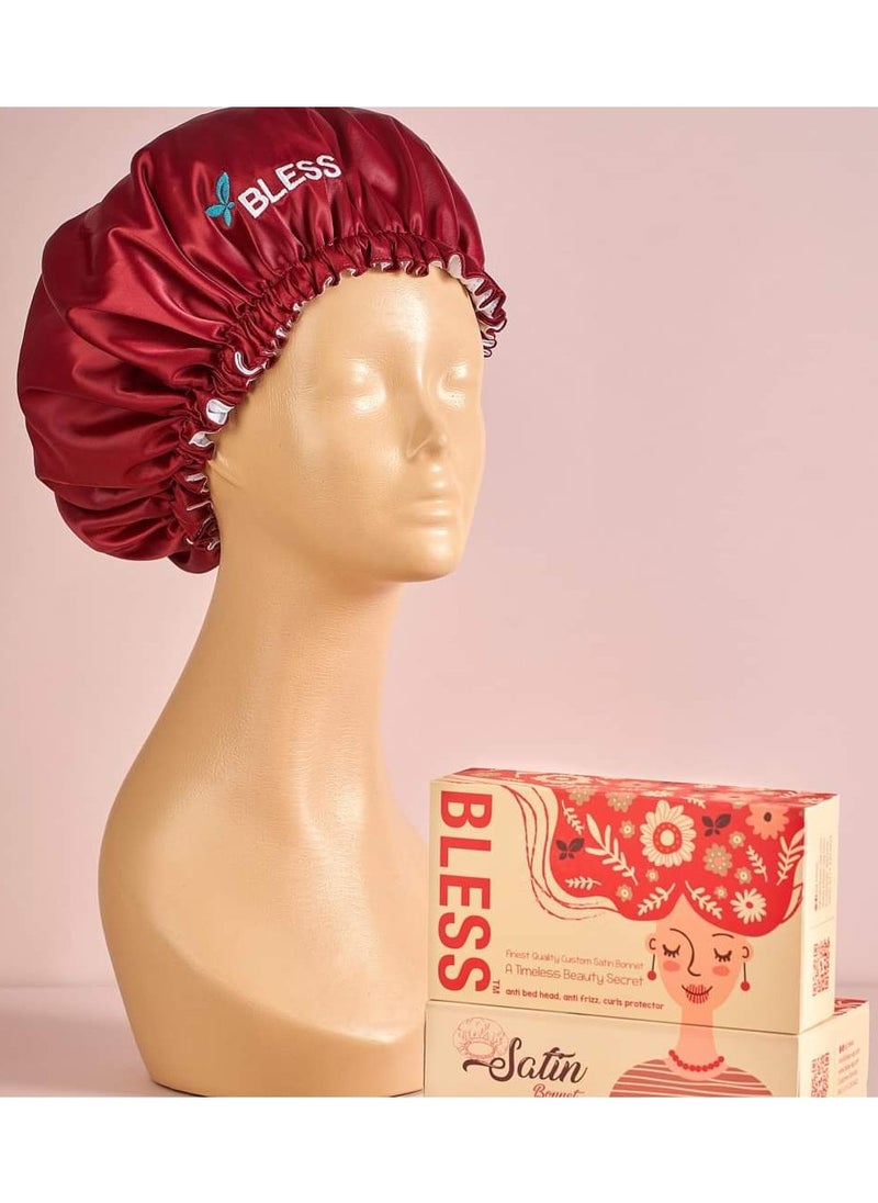 Bless Bless Satin Bonnet Maroon  - Image 3
