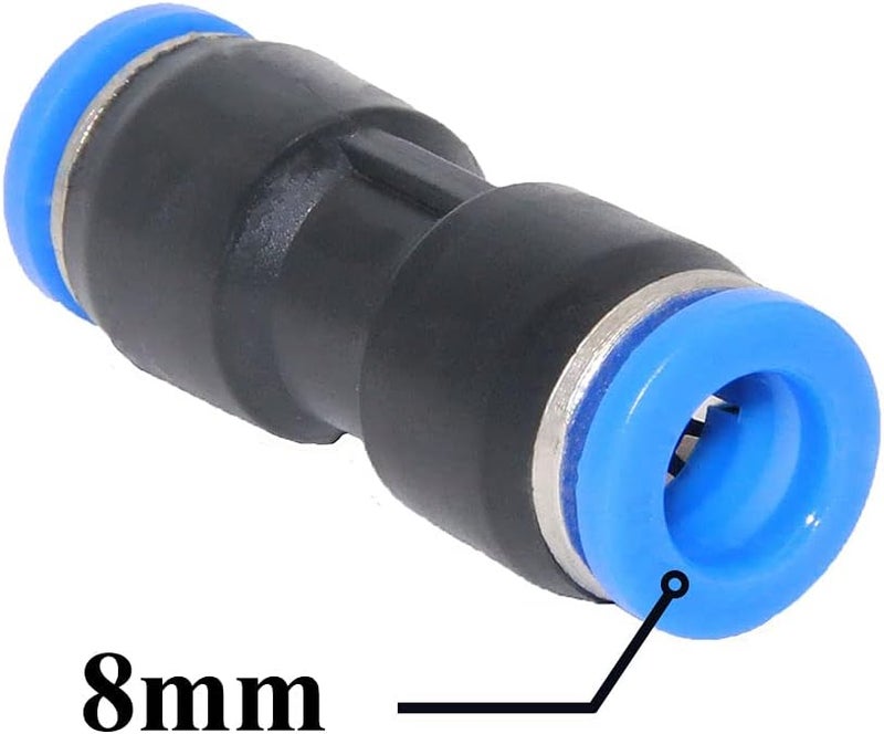 beduan Push to Connect Fitting, 8mm Tube OD Pneumatic Quick Adapter Tubing Air Hose Line Pipe Fitting 20Pcs For 5/16" Tube OD - Image 2