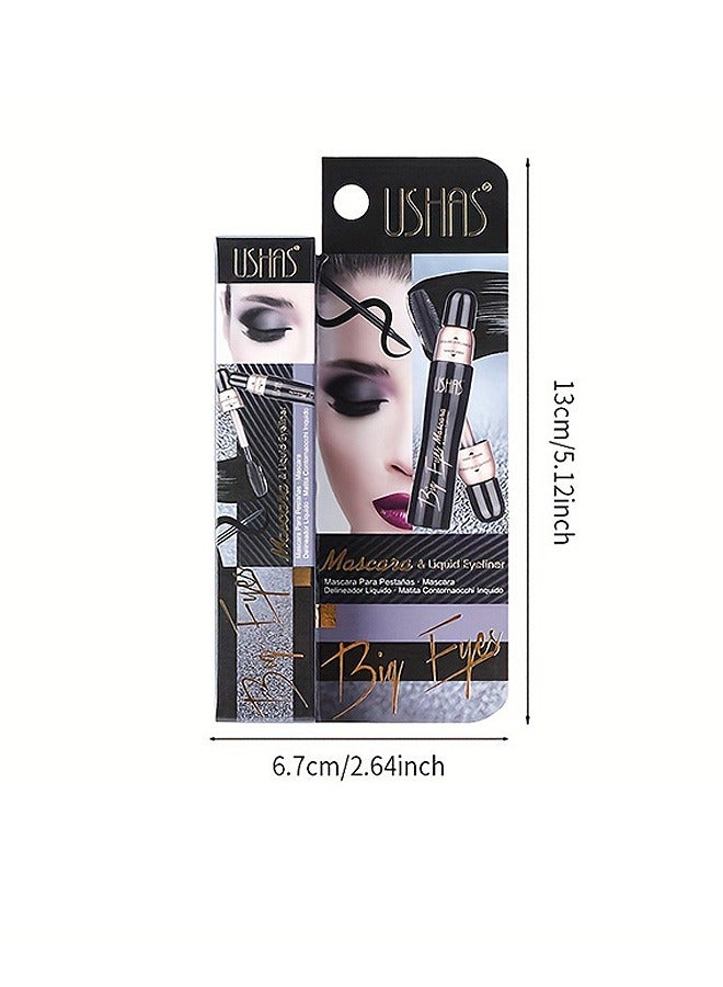Ushas High Volumizing Mascara and Long-lasting Matte Liquid Eyeliner, Waterproof Smudge-proof Liquid Eyeliner, Long-lasting No Clumping Mascara (Black) - Image 2