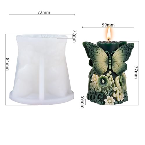 EVERELAM Butterfly Flower Cylinder Molds Silicone Wave Spiral Candle Mold - Silicone Resin Casting Molds for Candle & Resin & Soap Craft Supplies - Image 3