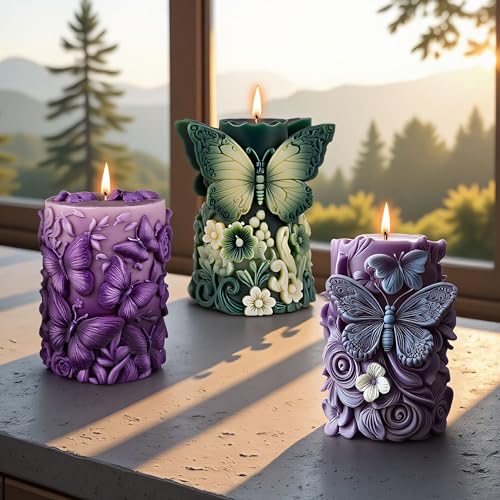 EVERELAM Butterfly Flower Cylinder Molds Silicone Wave Spiral Candle Mold - Silicone Resin Casting Molds for Candle & Resin & Soap Craft Supplies - Image 2