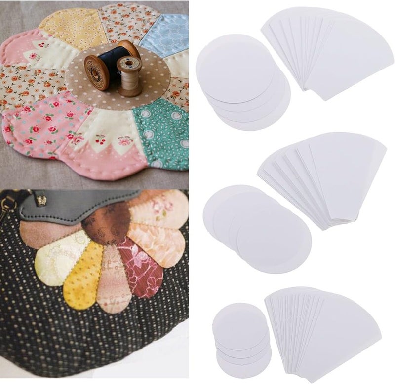 كلاراكو 120 قطعة، 3 أحجام، قالب ورقي على شكل زهرة للخياطة، مناسب لتطريز قطع القماش، مقاسات 71/56/39 مم - Image 2