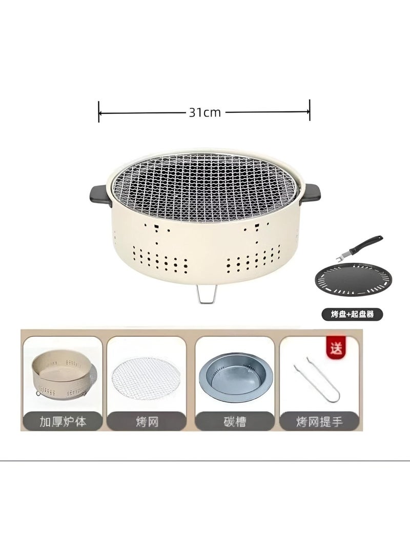 Generic Portable Round Charcoal Grill – Outdoor BBQ Grill with Metal Cooking Grate for Camping, Garden and Picnic - Multiolor - Image 2
