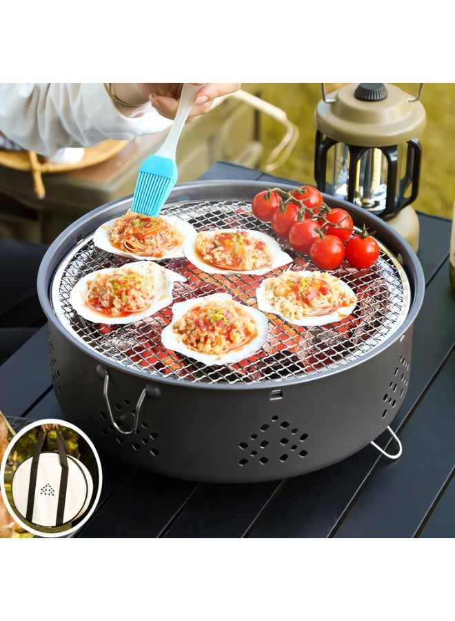 Generic Portable Round Charcoal Grill – Outdoor BBQ Grill with Metal Cooking Grate for Camping, Garden and Picnic - Multiolor - Image 3
