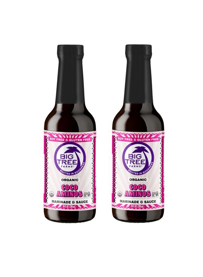 BIG TREE FARMS Organic Coco Aminos - Liquid Coconut Aminos, Soy-Free Sauce, Low Sodium, Soy Alternative, Gluten Free, Kosher, Warmly Umami, Marinade & Sauce, Non-GMO - Original, 10 Fl Oz (Pack of 2) - Image 1