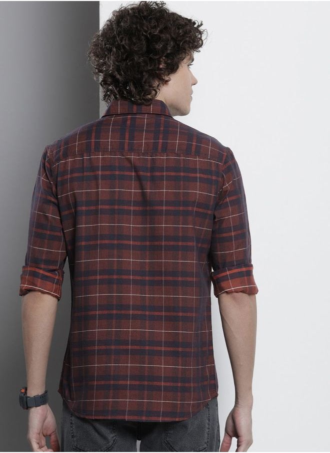The Indian Garage Co Men Regular Fit Checkered Full Sleeves Cutaway Collar Casual Shirt  - Image 2