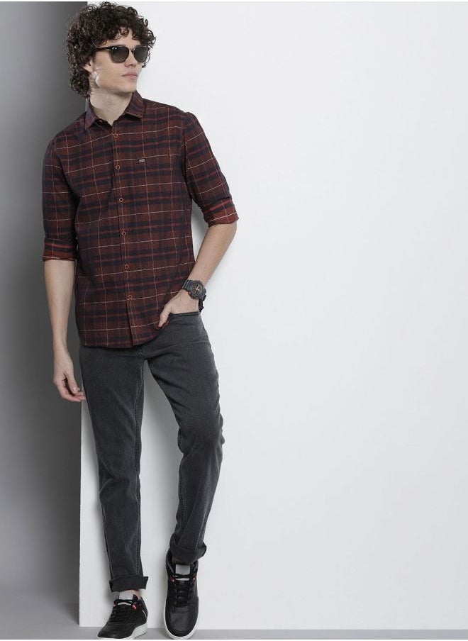 The Indian Garage Co Men Regular Fit Checkered Full Sleeves Cutaway Collar Casual Shirt  - Image 5