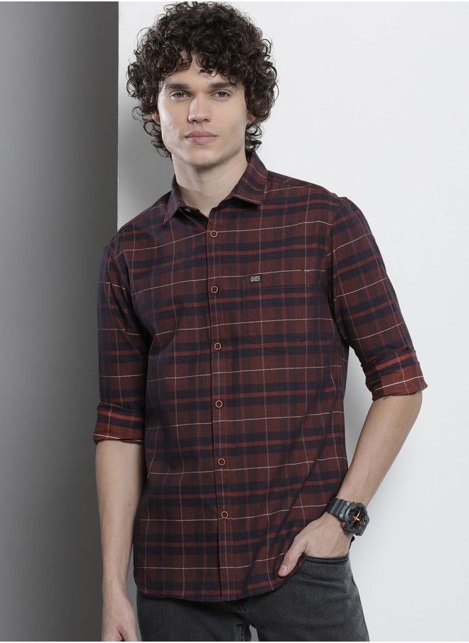 The Indian Garage Co Men Regular Fit Checkered Full Sleeves Cutaway Collar Casual Shirt  - Image 1