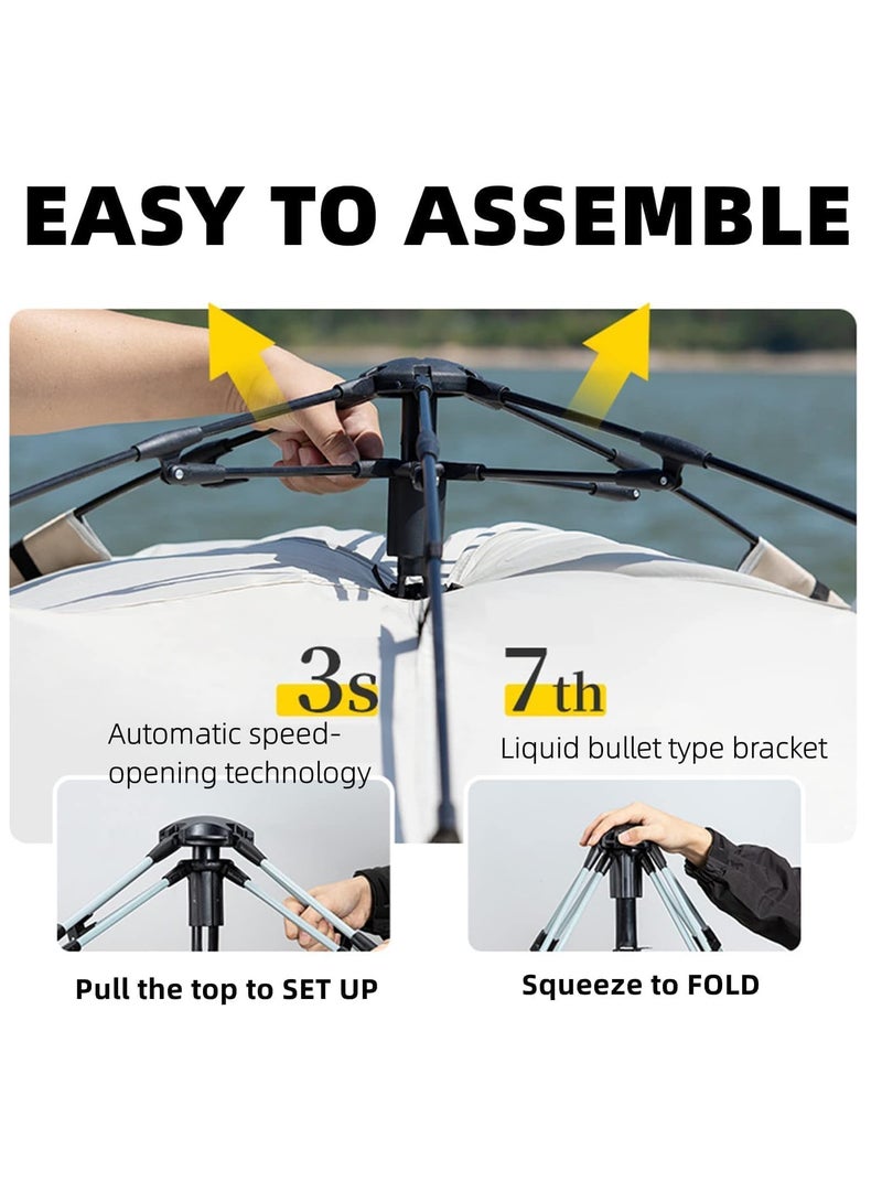 Cyber 6 Person Automatic Camping Tent (240×240×150 cm) | Instant Pop-Up Dome Tent | Portable, Windproof & Lightweight Outdoor Tent for Family Camping, Hiking, Beach & Picnic – Beige - Image 4