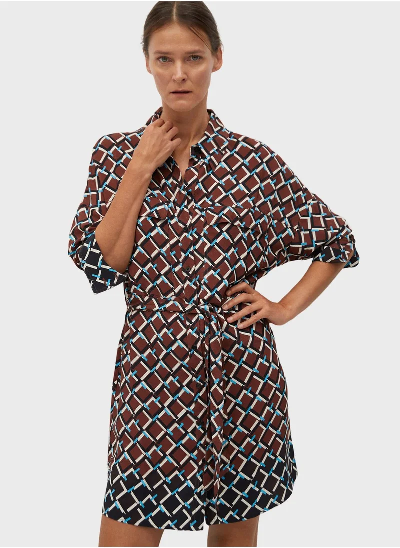 MANGO Printed Shirt Dress