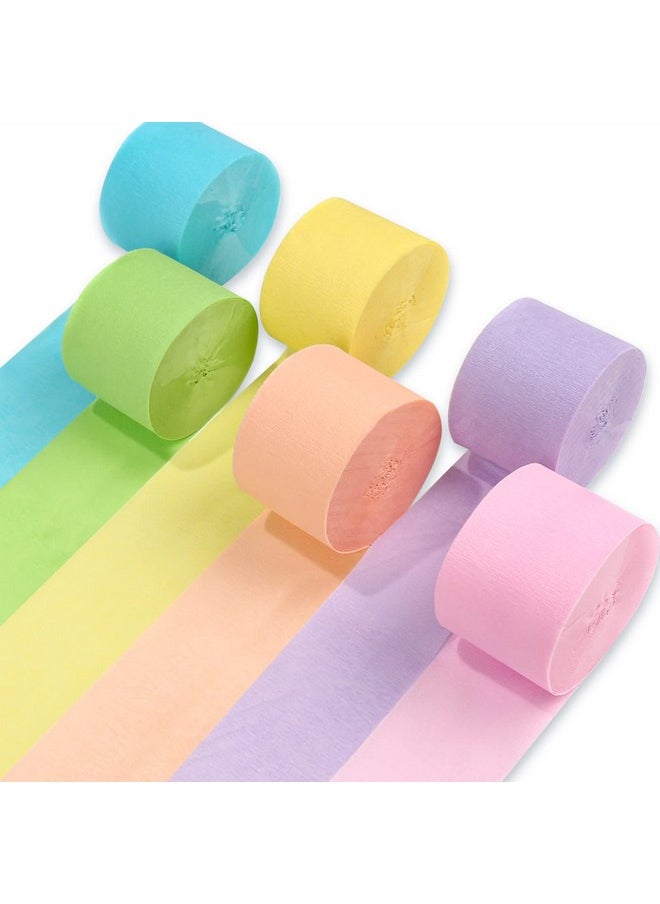 PartyWoo Crepe Paper Streamers 6 Rolls 492Ft, Pack Of Party Streamers In 6 Pastel Colors For Birthday Decorations, Party Decorations, Wedding Decorations (1.8 Inch X 82 Ft/Roll)  - Image 1