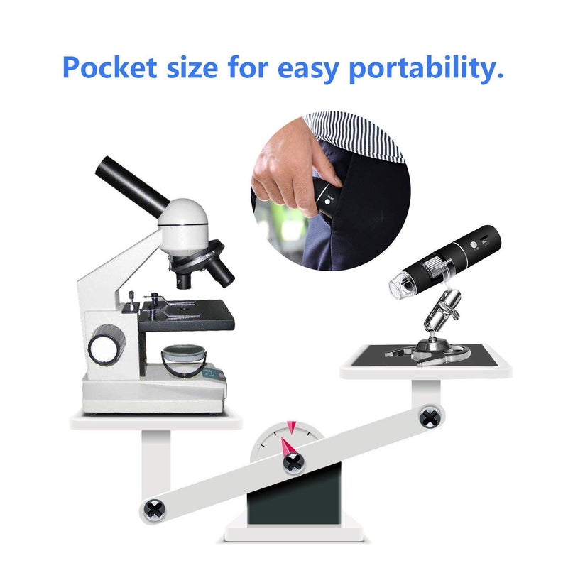 Viboton ميكروسكوب رقمي واي فاي، 50X-1000X ميكروسكوب يدوي رقمي مزود بتكبير داخلي HD 2MP 8 LED لهواتف أندرويد و iOS، آيفون، سامسونج، تابلت، كمبيوتر ويندوز (أسود) - Image 2