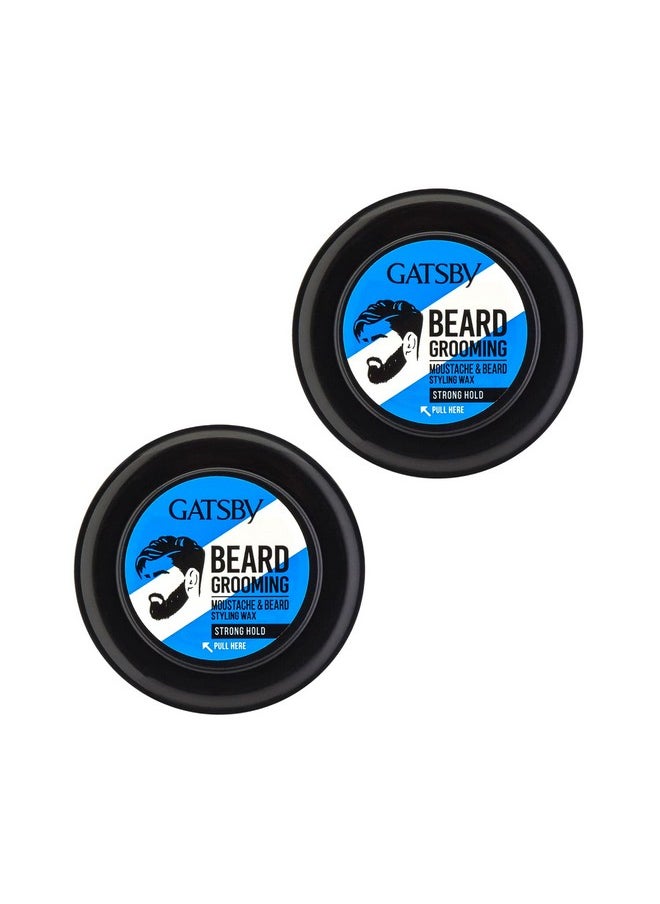 GATSBY - Moustache & Beard Styling Wax Strong Hold 25Gm | Contains Natural Ingredients | Powered With Carnauba Wax For Day Long Hold | Non Sticky & Easy Wash Off | Strong Hold Beard Wax | Pack Of 2 - Image 1