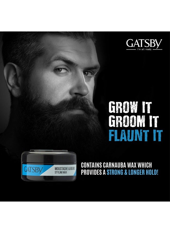 GATSBY - Moustache & Beard Styling Wax Strong Hold 25Gm | Contains Natural Ingredients | Powered With Carnauba Wax For Day Long Hold | Non Sticky & Easy Wash Off | Strong Hold Beard Wax | Pack Of 2 - Image 1