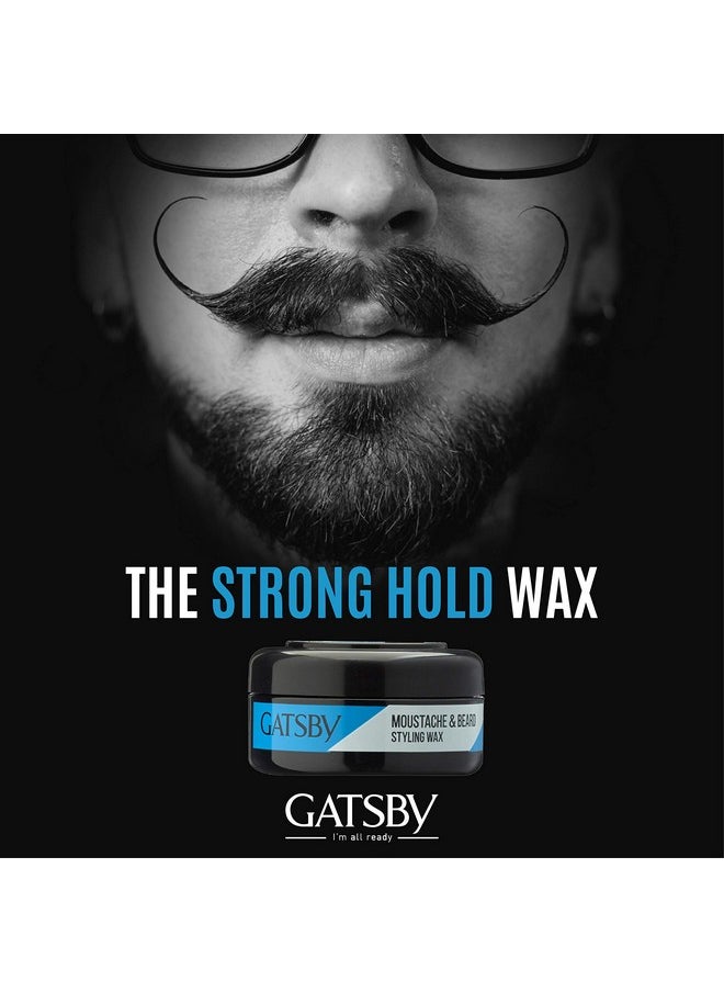 GATSBY - Moustache & Beard Styling Wax Strong Hold 25Gm | Contains Natural Ingredients | Powered With Carnauba Wax For Day Long Hold | Non Sticky & Easy Wash Off | Strong Hold Beard Wax | Pack Of 2 - Image 1