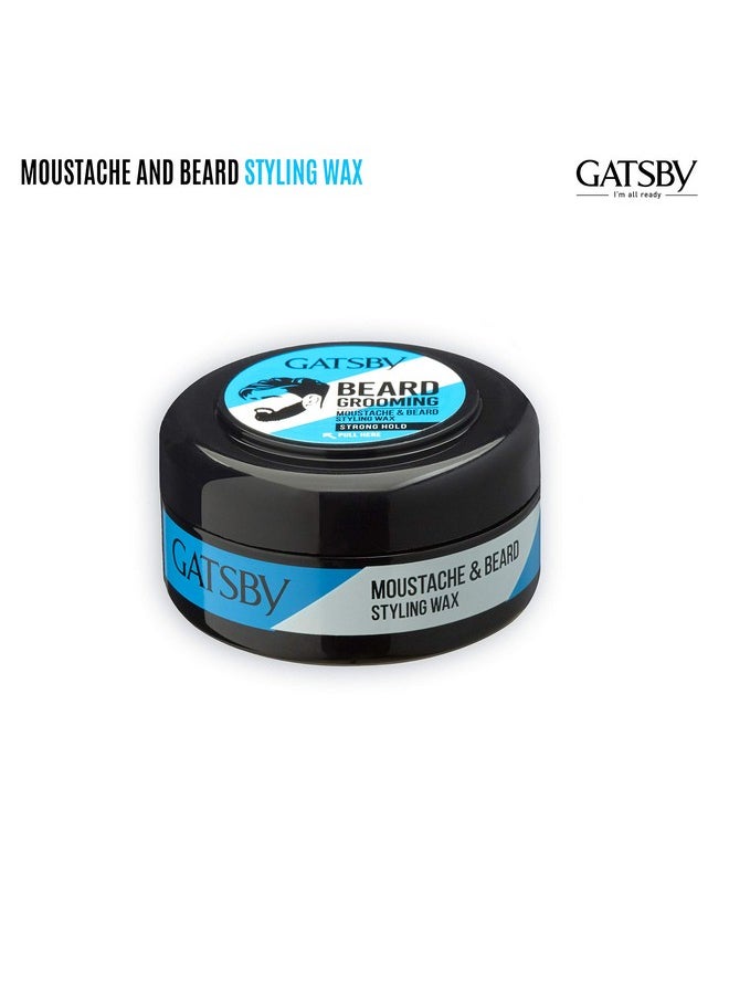 GATSBY - Moustache & Beard Styling Wax Strong Hold 25Gm | Contains Natural Ingredients | Powered With Carnauba Wax For Day Long Hold | Non Sticky & Easy Wash Off | Strong Hold Beard Wax | Pack Of 2 - Image 1
