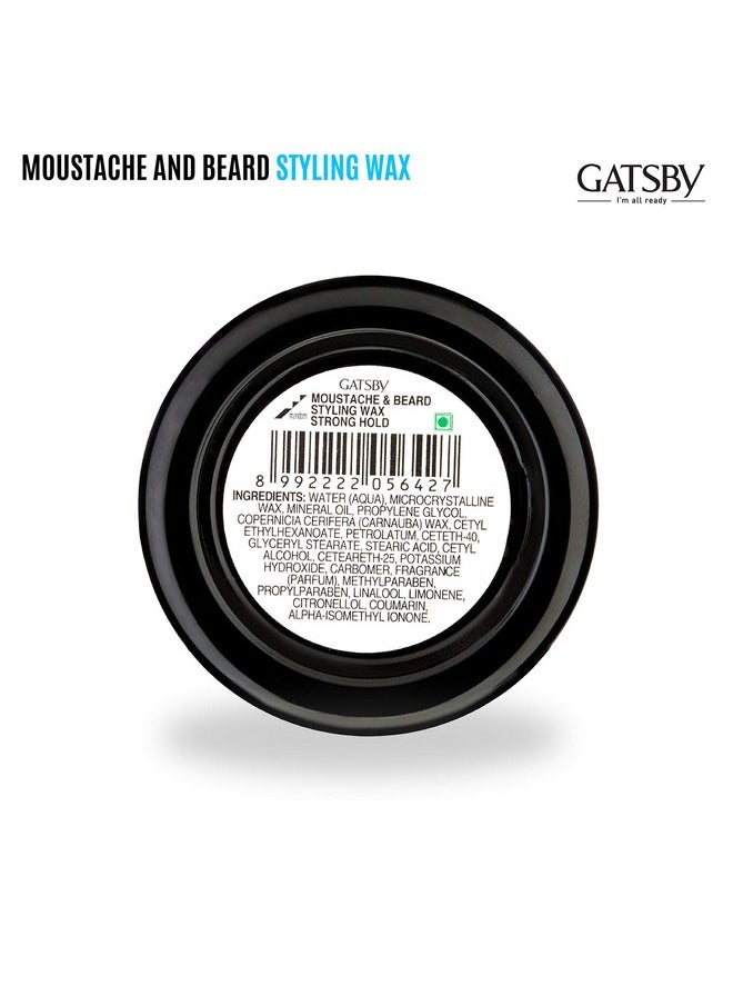 GATSBY - Moustache & Beard Styling Wax Strong Hold 25Gm | Contains Natural Ingredients | Powered With Carnauba Wax For Day Long Hold | Non Sticky & Easy Wash Off | Strong Hold Beard Wax | Pack Of 2 - Image 1