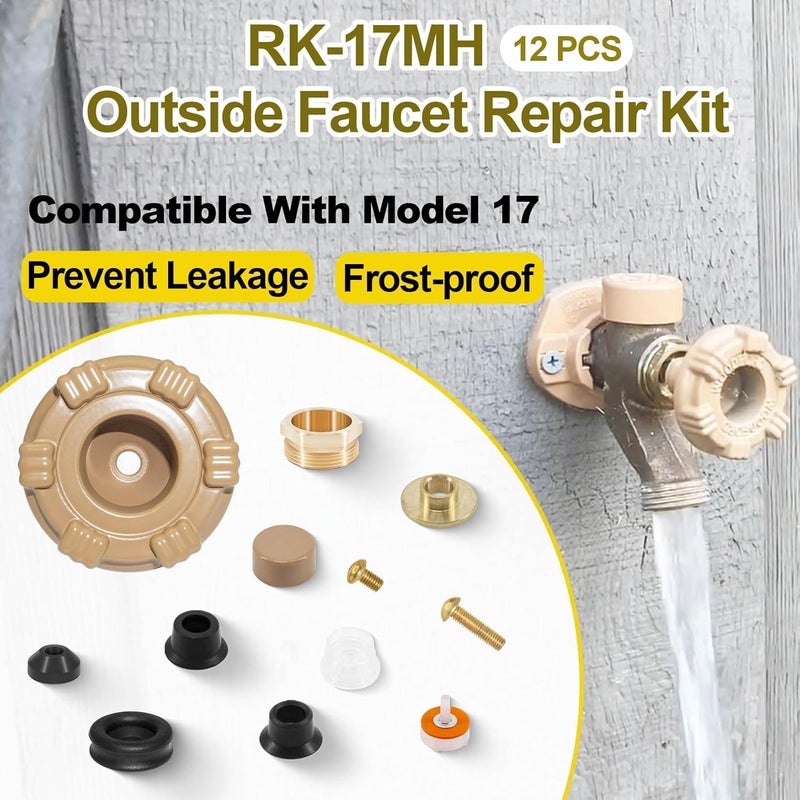 Datrenm RK-17MH Outside Faucet Repair Kit Metal Handle Compatible with Woodford Model 17 - Image 2