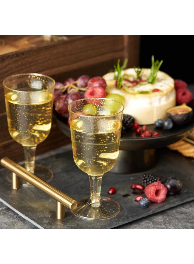 بواو كؤوس نبيذ بلاستيكية بريق ذهبي BOAO 50 لحفلات الزفاف وأعياد الميلاد وحفلات الزفاف والحفلات، 6 أونصات - متينة وقابلة لإعادة الاستخدام - Image 2