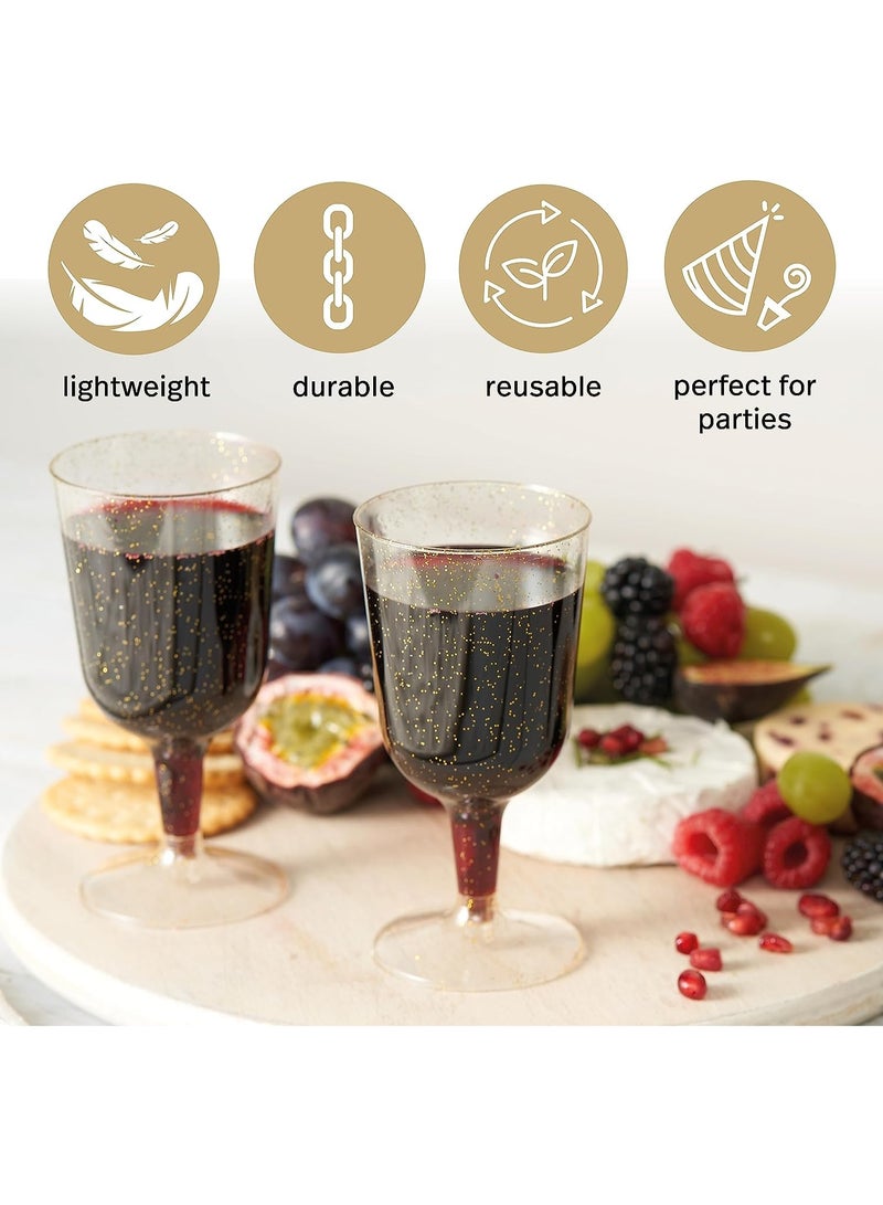 بواو كؤوس نبيذ بلاستيكية بريق ذهبي BOAO 50 لحفلات الزفاف وأعياد الميلاد وحفلات الزفاف والحفلات، 6 أونصات - متينة وقابلة لإعادة الاستخدام - Image 4