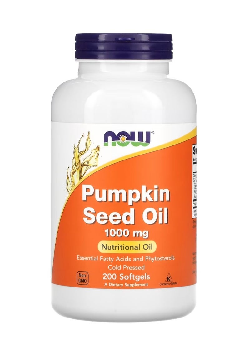 now Pumpkin Seed Oil 1000 mg 200 Softgels - Image 1