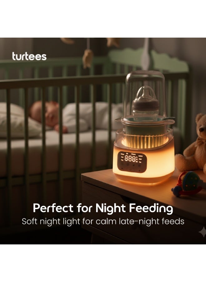 Turtees 8-in-1 Baby Bottle Warmer for Breast Milk & Formula, Fast 3-Min Heating to 37°C, Steam Sterilizer, Auto Shut-Off, Dry-Burn Protection, Defrost & Food Heater, BPA Free - TBW300 - Image 5
