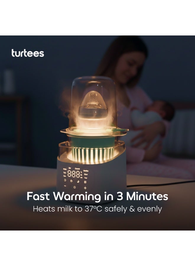 Turtees 8-in-1 Baby Bottle Warmer for Breast Milk & Formula, Fast 3-Min Heating to 37°C, Steam Sterilizer, Auto Shut-Off, Dry-Burn Protection, Defrost & Food Heater, BPA Free - TBW300 - Image 3