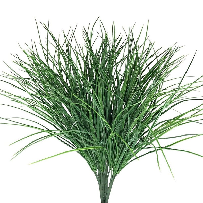 Antspirit 4pcs Artificial Fake Grass Plants Flowers Faux Plastic Wheat Grass Outdoor UV Resistant Greenery Shrubs Plant for Outdoor Planters Wedding Indoor Outside Hanging Home Garden Dcor4 Green - Image 1