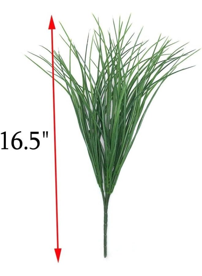 Antspirit 4pcs Artificial Fake Grass Plants Flowers Faux Plastic Wheat Grass Outdoor UV Resistant Greenery Shrubs Plant for Outdoor Planters Wedding Indoor Outside Hanging Home Garden Dcor4 Green - Image 3