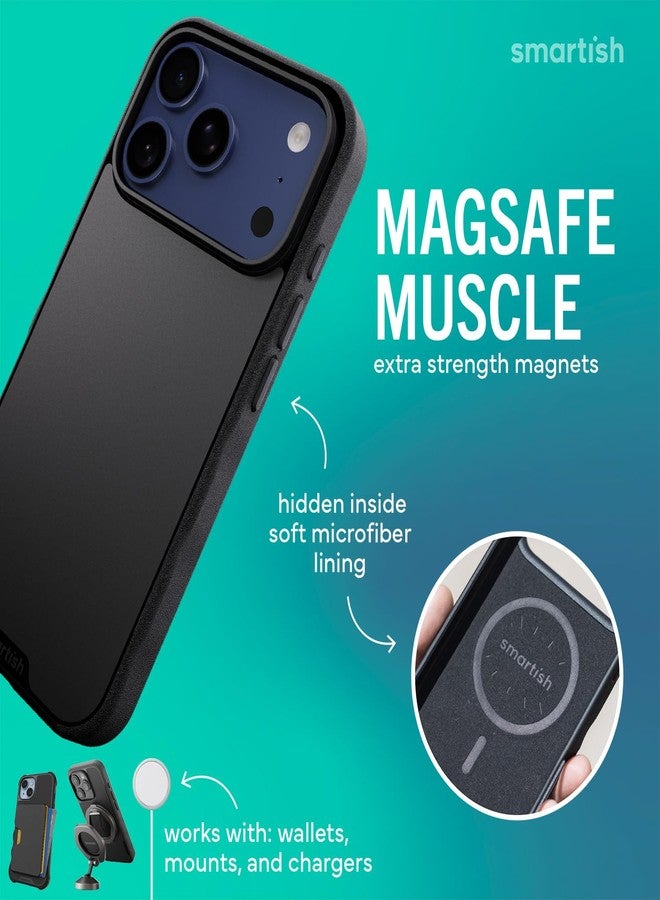 سمارتيش جراب Smartish® MagSafe لهاتف iPhone 17 Pro - جراب Gripmunk المغناطيسي النحيف [خفيف الوزن + واقي] غطاء قبضة رفيع مع بطانة من الألياف الدقيقة لهاتف Apple iPhone 17 Pro - Black Tie Affair - Image 3