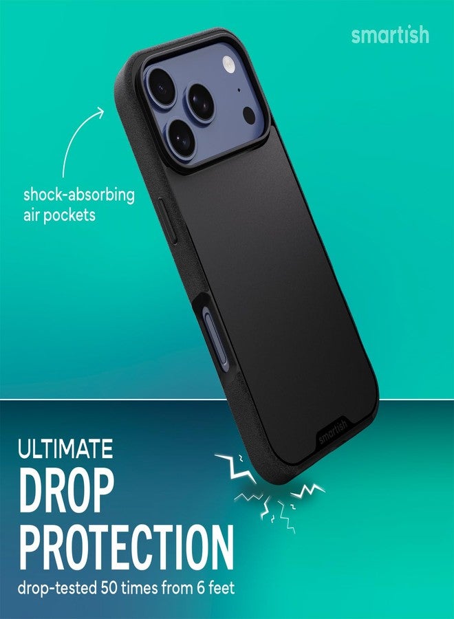 سمارتيش جراب Smartish® MagSafe لهاتف iPhone 17 Pro - جراب Gripmunk المغناطيسي النحيف [خفيف الوزن + واقي] غطاء قبضة رفيع مع بطانة من الألياف الدقيقة لهاتف Apple iPhone 17 Pro - Black Tie Affair - Image 2