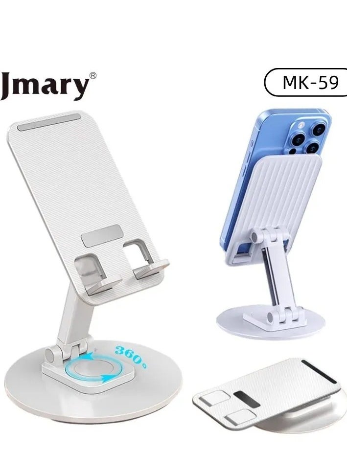 Jmary Jmary MK-59 Phone Holder With 360° Rotation Phone Stand Desk For Smartphones With Adjustable Angle Height White  - Image 1