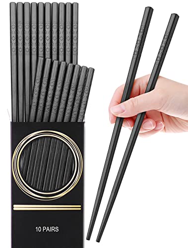 GLAMFIELDS 10 Pairs Fiberglass Chopsticks, Reusable Japanese Chinese Chop Sticks Dishwasher Safe, Non-Slip, 9 1/2 inches - Image 1