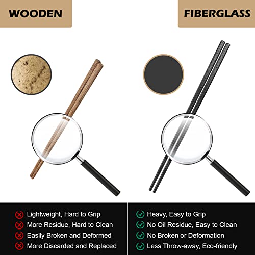 GLAMFIELDS 10 Pairs Fiberglass Chopsticks, Reusable Japanese Chinese Chop Sticks Dishwasher Safe, Non-Slip, 9 1/2 inches - Image 2