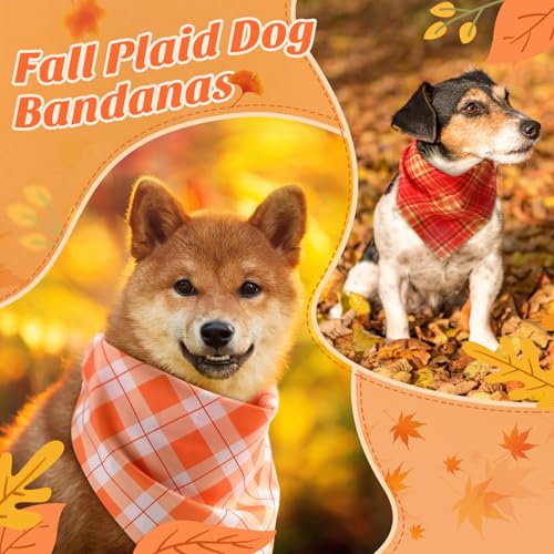 Weewooday 50 Pcs Thanksgiving Fall Dog Bandanas Bulk Plaid Bandanas for Dogs Autumn Soft Doggie Bibs Triangle Scarves for Small Medium Large Pet CostumePlaid Pattern 197 x 138 x 138 Inch - Image 3