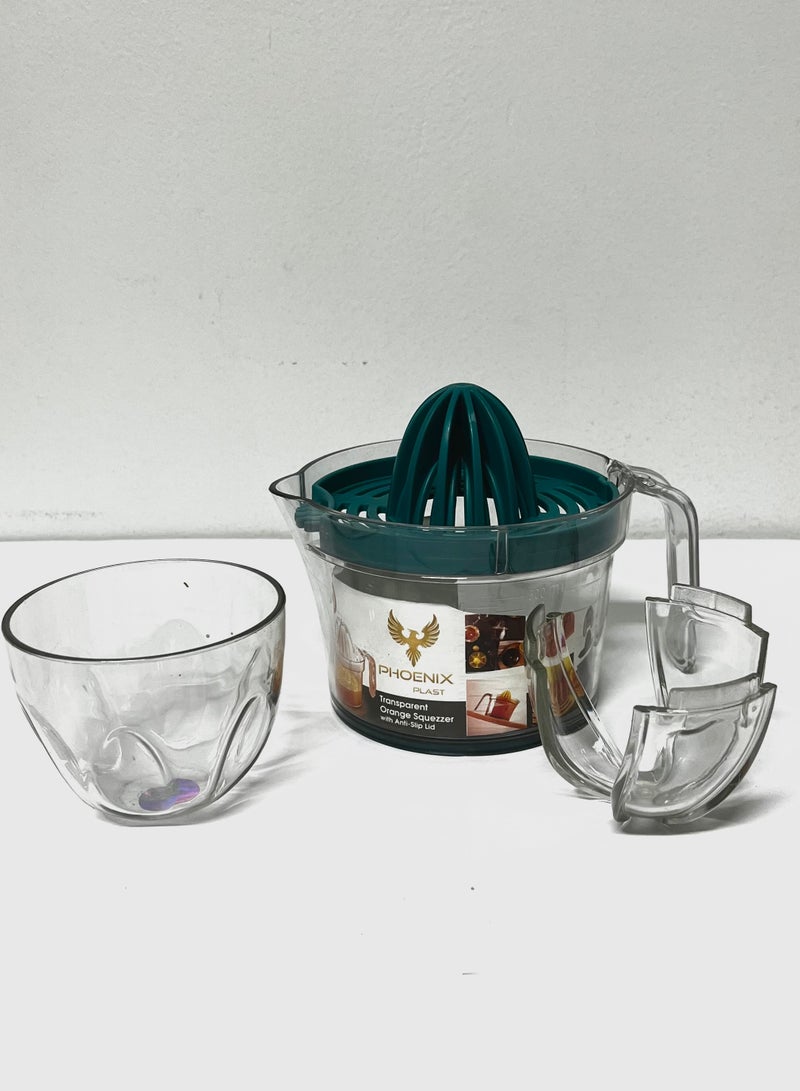فينيكس عصارة برتقال أكريليك يدوية وعصارة برتقال وإبريق 2 في 1-1 قطعة فيروزي - Image 1