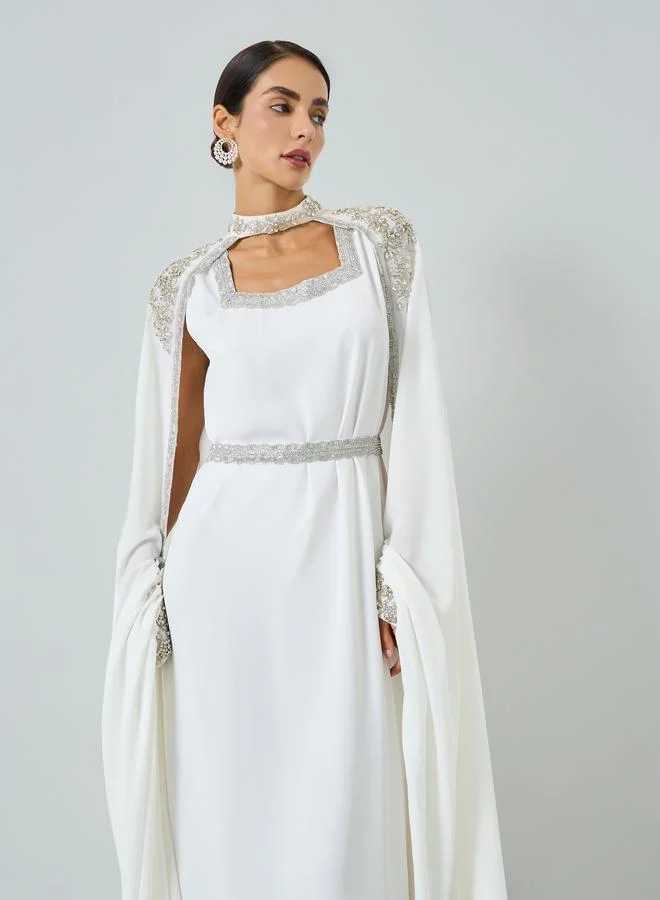 مكسيم كريشن طقم فستان وقفطان كيب مزين