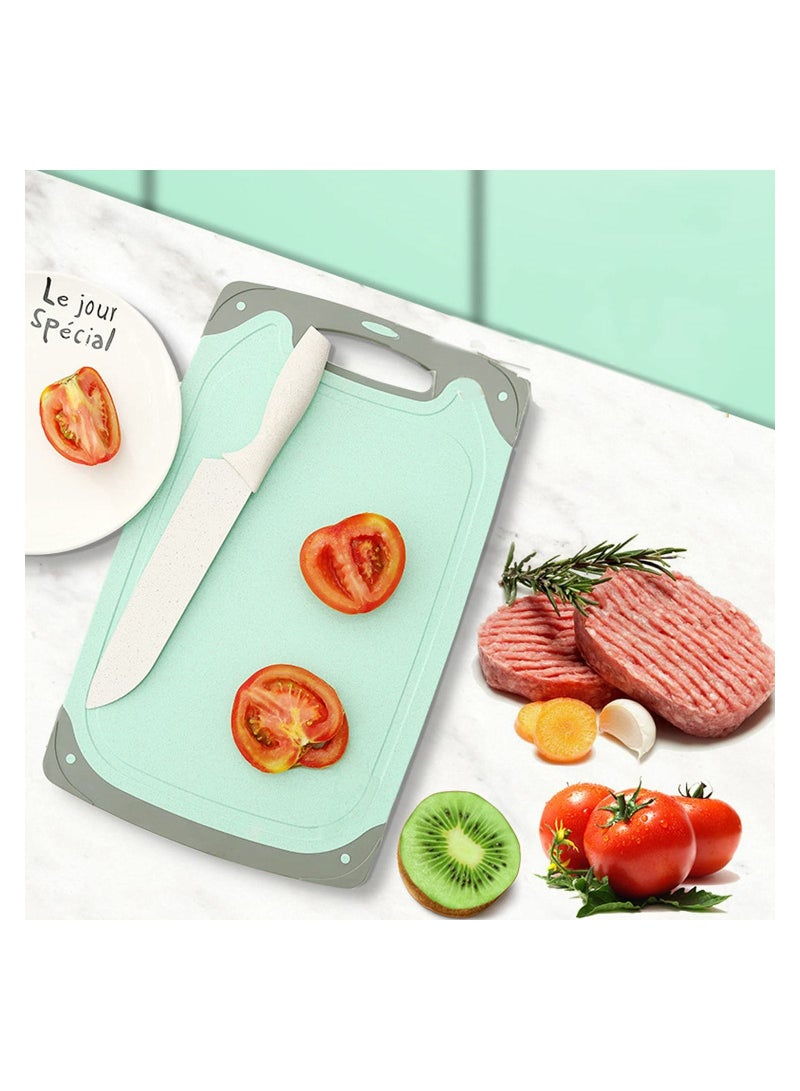 سيوسي طقم لوح تقطيع مكون من 3 قطع للطعام وخالي من مادة BPA وألواح تقطيع بلاستيكية للمطبخ وغسالة صحون وقش قمح آمن وسهل التنظيف وصحي وحماية البيئة فتحة معلقة مانعة للانزلاق - Image 2