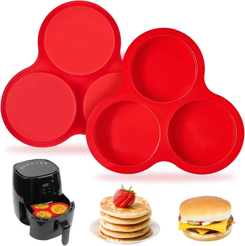 Puyeipt 2 Pack Air Fryer Silicone Egg Bites Pans, 3-Cup Round Muffin Top Baking Molds, 4 Inch Nonstick Silicone Egg Pans for Oven, Air Fryer and Pot - Image 1