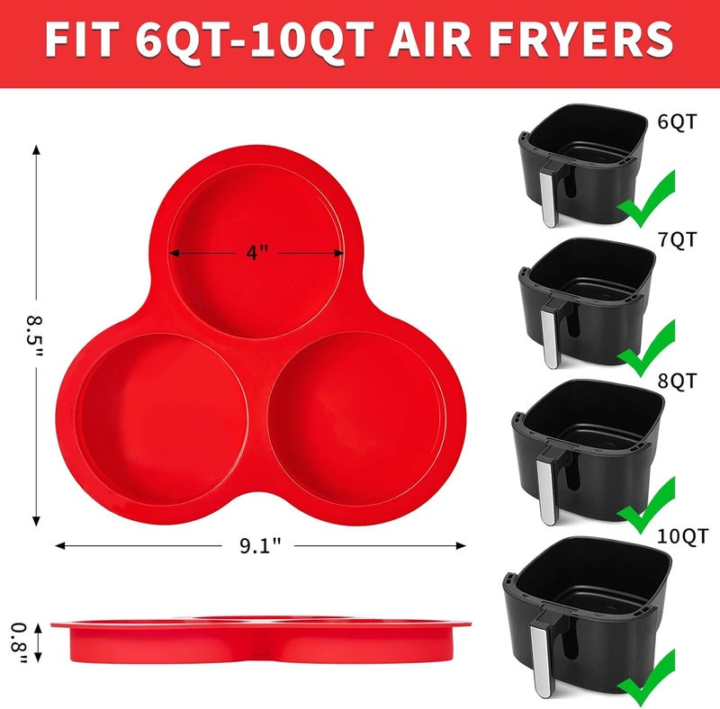 Puyeipt 2 Pack Air Fryer Silicone Egg Bites Pans, 3-Cup Round Muffin Top Baking Molds, 4 Inch Nonstick Silicone Egg Pans for Oven, Air Fryer and Pot - Image 2
