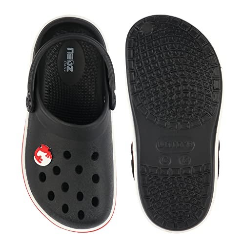 Neoz Casual Slingback Clogs for Kids with Soft Sole | Slip-On Breathable, Lightweight | Comfortable & Durable | Stylish Indoor & Outdoor Sandals Clogs for Kids, K-BEACH-NERO-RED_4 - Image 2