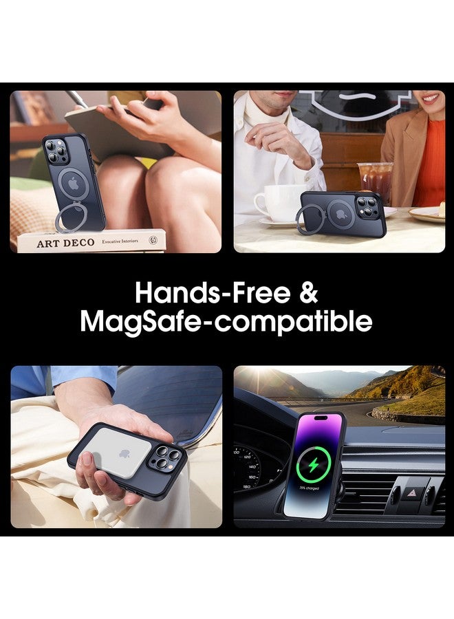 CASEKOO CASEKOO Designed for iPhone 14 Pro Case with Magnetic Invisible Stand [Military Drop Protection] [Compatible with MagSafe] Shockproof Slim Matte Translucent Pro Case 6.1 Inch, Black  - Image 4