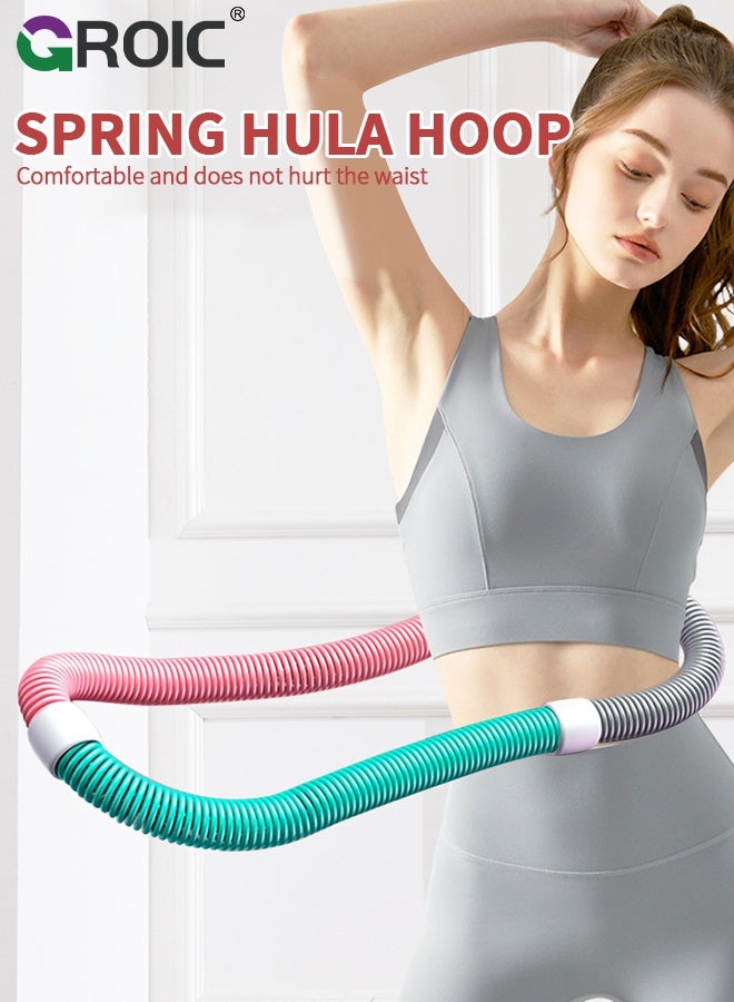 GROIC حلقة هولا الربيعية، حلقة إنفينيتي، حلقة هولا بوزن، حلقات هولا للبالغين، حلقات تمرين متعددة الوظائف لحزام الخصر وتمرين البطن، حلقات هولا من سبائك مرنة ومواد PVC - 1.4 كجم - Image 2