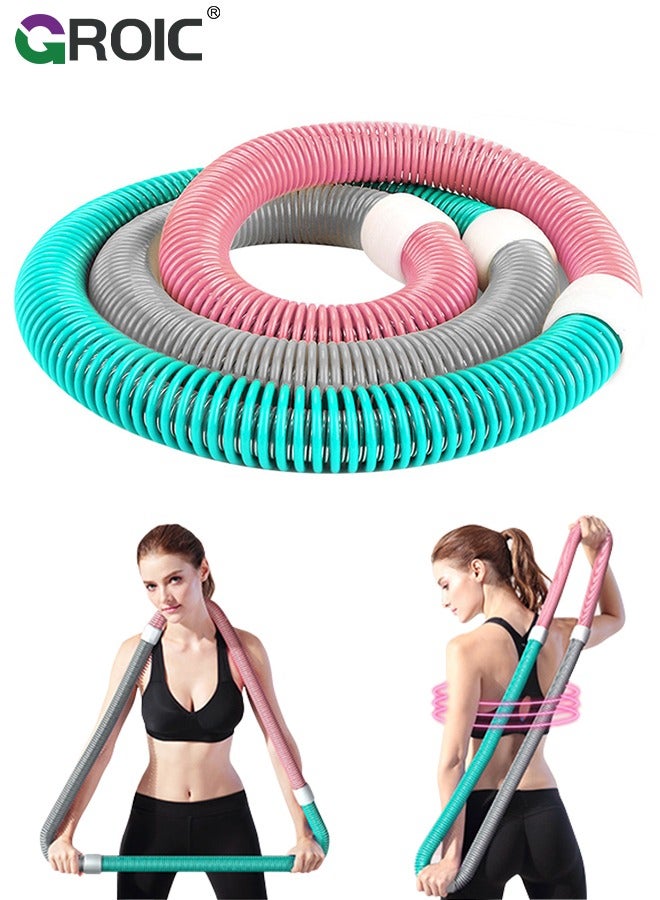 GROIC حلقة هولا الربيعية، حلقة إنفينيتي، حلقة هولا بوزن، حلقات هولا للبالغين، حلقات تمرين متعددة الوظائف لحزام الخصر وتمرين البطن، حلقات هولا من سبائك مرنة ومواد PVC - 1.4 كجم - Image 1