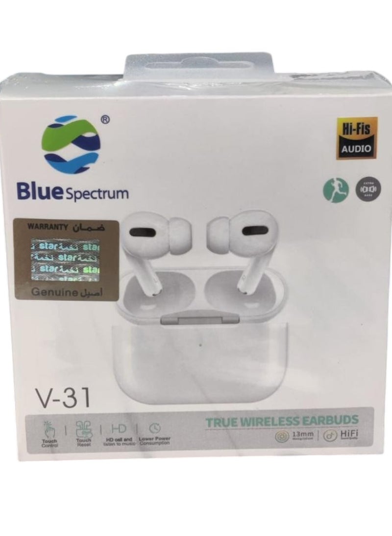 Blue Spectrum Wireless Earbuds With Lightning Charging Case,TWS Bluetooth Headphones V-31